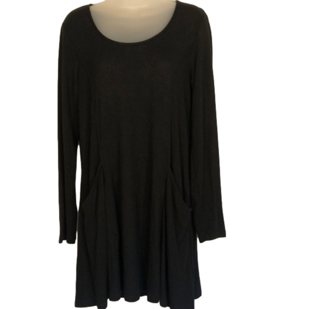 Z Supply Black Lightweight Sweater Mini Dress Tunic, Pockets Black Size L - Picture 1 of 4